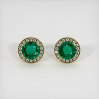 <span>1.92</span>&nbsp;<span class="tooltip-light">Ct.Tw.<span class="tooltiptext">Total Carat Weight</span></span> Emerald Earrings, 18K Yellow Gold 1