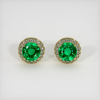 <span>1.03</span>&nbsp;<span class="tooltip-light">Ct.Tw.<span class="tooltiptext">Total Carat Weight</span></span> Emerald Earrings, 18K Yellow Gold 1