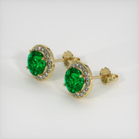 <span>1.03</span>&nbsp;<span class="tooltip-light">Ct.Tw.<span class="tooltiptext">Total Carat Weight</span></span> Emerald Earrings, 18K Yellow Gold 2