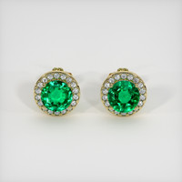 <span>0.75</span>&nbsp;<span class="tooltip-light">Ct.Tw.<span class="tooltiptext">Total Carat Weight</span></span> Emerald Earrings, 18K Yellow Gold 1