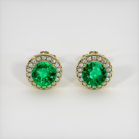 <span>0.69</span>&nbsp;<span class="tooltip-light">Ct.Tw.<span class="tooltiptext">Total Carat Weight</span></span> Emerald Earrings, 18K Yellow Gold 1