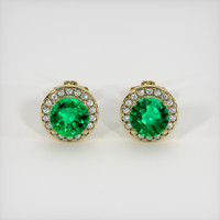 1.29 Ct.Tw. Emerald Earrings, 18K Yellow Gold 1