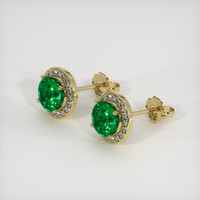 1.29 Ct.Tw. Emerald Earrings, 18K Yellow Gold 2
