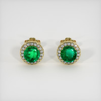 1.07 Ct.Tw. Emerald Earrings, 18K Yellow Gold 1