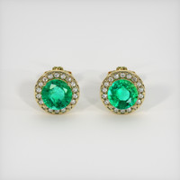 <span>0.64</span>&nbsp;<span class="tooltip-light">Ct.Tw.<span class="tooltiptext">Total Carat Weight</span></span> Emerald Earrings, 18K Yellow Gold 1