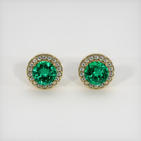 <span>1.04</span>&nbsp;<span class="tooltip-light">Ct.Tw.<span class="tooltiptext">Total Carat Weight</span></span> Emerald Earrings, 18K Yellow Gold 1