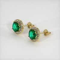 <span>1.04</span>&nbsp;<span class="tooltip-light">Ct.Tw.<span class="tooltiptext">Total Carat Weight</span></span> Emerald Earrings, 18K Yellow Gold 2