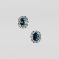 <span>1.62</span>&nbsp;<span class="tooltip-light">Ct.Tw.<span class="tooltiptext">Total Carat Weight</span></span> Greenish Blue Sapphire Earrings, Platinum 950 1