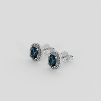 <span>1.62</span>&nbsp;<span class="tooltip-light">Ct.Tw.<span class="tooltiptext">Total Carat Weight</span></span> Greenish Blue Sapphire Earrings, Platinum 950 3