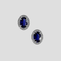 <span>1.19</span>&nbsp;<span class="tooltip-light">Ct.Tw.<span class="tooltiptext">Total Carat Weight</span></span> Blue Sapphire Earrings, 14K White Gold 1
