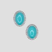 <span>10.74</span>&nbsp;<span class="tooltip-light">Ct.Tw.<span class="tooltiptext">Total Carat Weight</span></span> Blue Turquoise Earrings, 14K White Gold 1