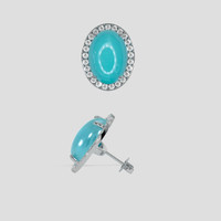 <span>10.74</span> <span class="tooltip-light">Ct.Tw.<span class="tooltiptext">Total Carat Weight</span></span> Blue Turquoise Earrings, 14K White Gold 2
