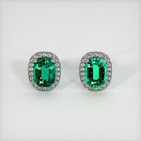 2.46 Ct.Tw. Emerald Earrings, 18K White Gold 1