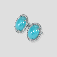 <span>10.74</span> <span class="tooltip-light">Ct.Tw.<span class="tooltiptext">Total Carat Weight</span></span> Blue Turquoise Earrings, 18K White Gold 3