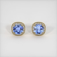3.62 Ct.Tw. Blue Sapphire Earrings, 18K Yellow Gold 1