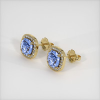3.62 Ct.Tw. Blue Sapphire Earrings, 18K Yellow Gold 2