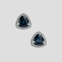 <span>3.07</span>&nbsp;<span class="tooltip-light">Ct.Tw.<span class="tooltiptext">Total Carat Weight</span></span> Greenish Blue Sapphire Earrings, 14K White Gold 1