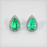 2.74 Ct.Tw. Emerald Earrings, 18K White Gold 1
