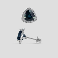 <span>3.07</span>&nbsp;<span class="tooltip-light">Ct.Tw.<span class="tooltiptext">Total Carat Weight</span></span> Greenish Blue Sapphire Earrings, 18K White Gold 2