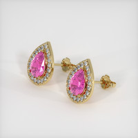 1.37 Ct.Tw. Pink Sapphire Earrings, 14K Yellow Gold 2