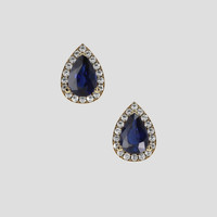 <span>1.10</span> <span class="tooltip-light">Ct.Tw.<span class="tooltiptext">Total Carat Weight</span></span> Blue Sapphire Earrings, 18K Yellow Gold 1