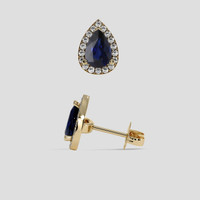 <span>1.10</span> <span class="tooltip-light">Ct.Tw.<span class="tooltiptext">Total Carat Weight</span></span> Blue Sapphire Earrings, 18K Yellow Gold 2