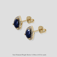 <span>1.10</span> <span class="tooltip-light">Ct.Tw.<span class="tooltiptext">Total Carat Weight</span></span> Blue Sapphire Earrings, 18K Yellow Gold 3