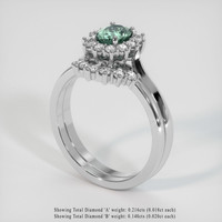 0.58 Ct. Bluish Green Sapphire Ring, Platinum 950 2