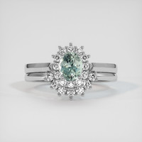 0.58 Ct. Bluish Green Sapphire Ring, 14K White Gold 1