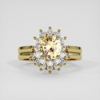 1.72 Ct. Peach Sapphire Ring, 14K Yellow Gold 1