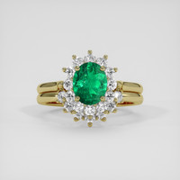 0.95 Ct. Emerald Ring, 18K Yellow Gold 1