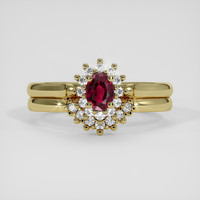 0.41 Ct. Ruby Ring, 18K Yellow Gold 1