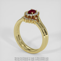 0.41 Ct. Ruby Ring, 18K Yellow Gold 2