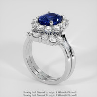 2.98 Ct. Blue Sapphire Ring, 14K White Gold 2
