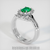 0.74 Ct. Emerald Ring, 18K White Gold 2