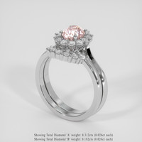 1.23 Ct. Pink Sapphire Ring, 18K White Gold 2