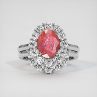 3.00 Ct. Reddish Orange Sapphire Ring, 18K White Gold 1