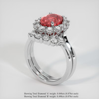 3.00 Ct. Reddish Orange Sapphire Ring, 18K White Gold 2