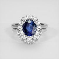 2.98 Ct. Blue Sapphire Ring, 18K White Gold 1