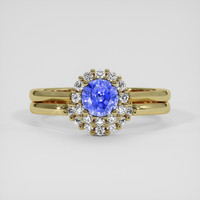 0.77 Ct. Purplish Blue Sapphire Ring, 14K Yellow Gold 1