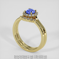 0.77 Ct. Purplish Blue Sapphire Ring, 14K Yellow Gold 2