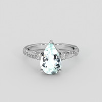 1.90 Ct. Greenish Blue Aquamarine Ring, Platinum 950 1