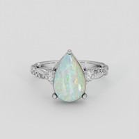 1.94 Ct. Multi Color White Opal (Light Opal) Ring, Platinum 950 1