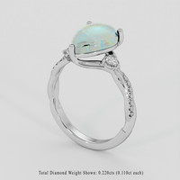 1.94 Ct. Multi Color White Opal (Light Opal) Ring, Platinum 950 2