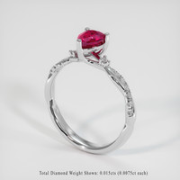 0.83 Ct. Ruby Ring, Platinum 950 2