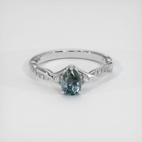 0.69 Ct. Greenish Blue Sapphire Ring, Platinum 950 1