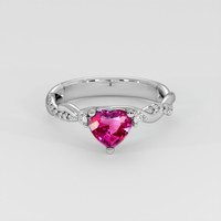 0.85 Ct. Reddish Pink Sapphire Ring, Platinum 950 1