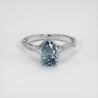 2.41 Ct. Greenish Blue Sapphire Ring, Platinum 950 1