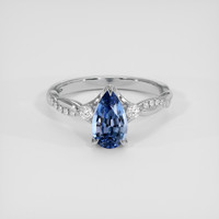 1.48 Ct. Blue Sapphire Ring, Platinum 950 1