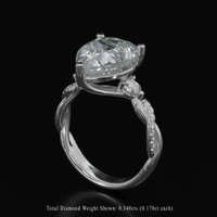6.83 Ct. White Sapphire Ring, Platinum 950 2